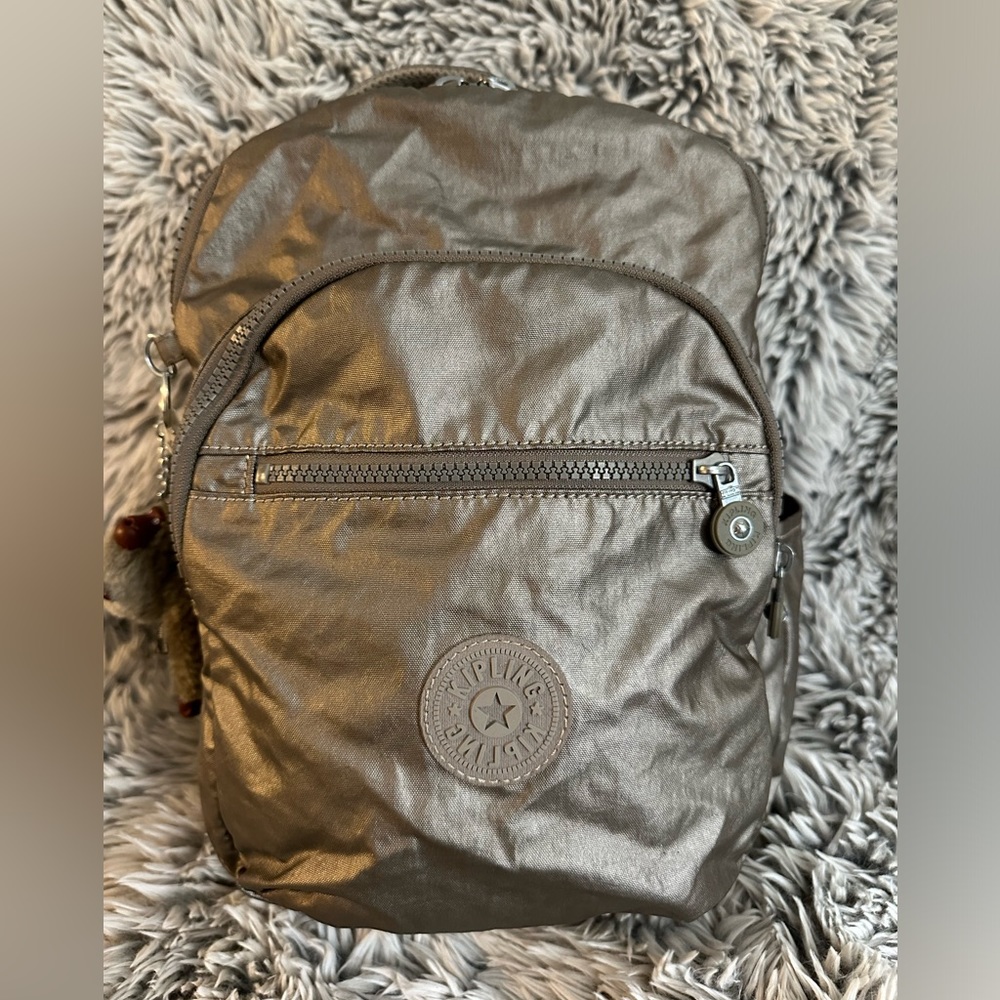 Kipling Seoul Small Backpack in Metallic Pewter